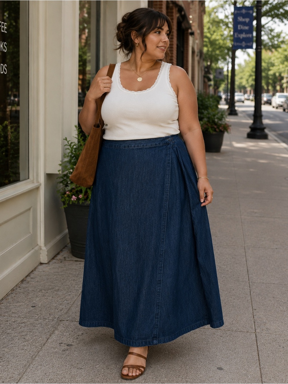 Vintage Props High Waist Denim Wrap Midi Skirt Size 22
